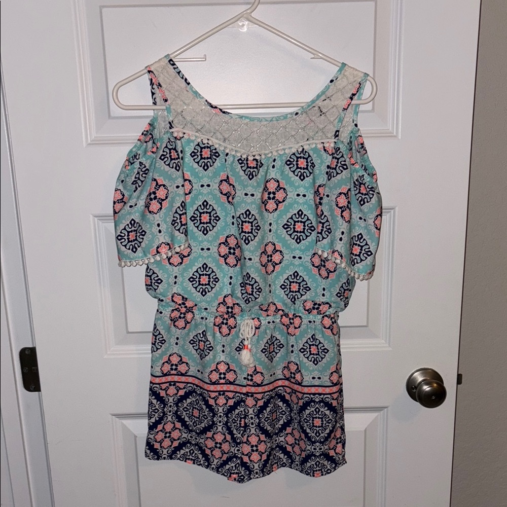 Floral Patterned Girls Romper